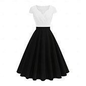 ieftine Rochii-Elegant 1950 Rochie de epoca Lungime Genunchi Rochii Rochie A-Line Rochie de ceai Linia -A Pentru femei Crăciun Carnaval An Nou Venire Acasă Casul / Zilnic Petrecerea Burlăcițelor Adulți Rochii de