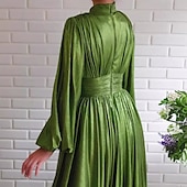 baratos VERDE-Vestido de Festa A-Line Brilhante Vestido Formal de Formatura Comprimento Total Sem Mangas Decote Alto Poliéster com Glitter Lantejoula