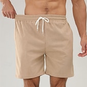 economico Pantaloncini casual-Per uomo Pantaloncini Pantaloncini estivi Pantaloncini casual Pantaloncini di velluto a coste Tasche A cordoncino Vita elastica Liscio Comfort Traspirante Breve Esterno Da mare Sport Informale Nero