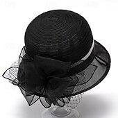 billige Partyhatter-Hodeplagg organza Bøttehatt Bryllup Bursdag Avslappet Aftenselskap cocktail Elegant søt stil Med Blomster Hodeplagg Hodeplagg