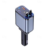 abordables Cargadores para coche-Cargador USB retráctil Starlight mejorado para automóvil, cargador de teléfono para automóvil 4 en 1 súper rápido, 2 puertos USB, adaptador para encendedor de cigarrillos