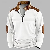 halpa Loma-Miesten Quarter Zip Polo Golfpaita Päivittäin Pyhäpäivä Neljänneksen postinumero Pitkähihainen Muoti Moderni Väripalikka Tilkkutäkki Kevät Syksy Normaali Musta Valkoinen Vaaleanpunainen Rubiini