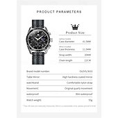 cheap Quartz Watches-New Olevs Men&#039;S Business Watch Luminous Calendar Moon Phase Display Multi-Functional Quartz Watch Nylon Strap Waterproof Sports Watch