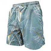 cheap Tropical Plants &amp; Flowers-Men&#039;s Palm Leaf Tropical Plants Swim Trunks Swim Shorts Board Shorts Mid Waist Tropical Streetwear Hawaiian Vacation Drawstring Mesh Lining Elastic Waist Designer Clothing Apparel