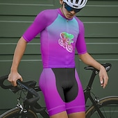 abordables Maillots pour hommes-Homme Maillot Velo Cyclisme Manche Courte Cyclisme Tee-shirt Maillot avec 3 poches arrière VTT Vélo tout terrain Respirable Séchage rapide Conception anatomique Mèche Bleu Violet Vert Dégradé Des