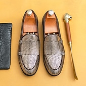 economico Semi-formale-mocassini da uomo firmati con doppia fibbia, tomaia in mesh testurizzato, scarpe casual eleganti per il lavoro e le occasioni speciali