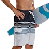 economico pantaloncini da bagno da uomo-Per uomo Boxer da surf Pantaloncini da mare Boxer da mare con fodera in rete Vita elastica Strisce sfumate Comfort Asciugatura rapida Breve Per eventi Spiaggia Fine settimana Di tendenza Informale