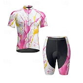 halpa Miesten vaatesarjat-Miesten Pyöräily jersey ja shortsit Lyhythihainen Maastopyöräily Maantiepyöräily Musta Keltainen Punastuvan vaaleanpunainen Kaltevuus Pyörä Spandex Urheilu Kaltevuus Vaatetus