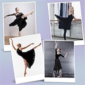 Χαμηλού Κόστους Ρούχα Προπόνησης-γυναικείο φόρεμα με περιτύλιγμα μπαλέτου σιφόν φούστα χορού με ρυθμιζόμενο δέσιμο μέσης γυμναστικής και φούστες χορού μπαλέτου για γυναίκες μαύρα ενδύματα χορού