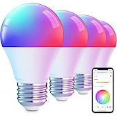 abordables Lumières intelligentes-Ampoules LED intelligentes RVB E26/E27 – 10 W à changement de couleur, intensité variable via Wi-Fi, fonctionne avec Alexa &amp;Google 4 pièces