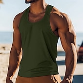 cheap Tank Tops-Men&#039;s Tank Top Vest Undershirt Sleeveless Shirt Sleeveless Crewneck Summer Solid Color Plain Fashion Classic Comfortable Street Casual Sports Black White Red Top Tee for Men