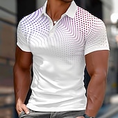 abordables Polo géométrique pour homme-Homme Points Ronds Géométrique Polo Manche Courte Polos Chemises à Col Occasionnel École Extérieur Tenue quotidienne Vêtements de maison Impression 3D Été Violet Gris