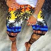 Недорогие Плавки и шорты для серфинга-Муж. Пляжные шорты Купальные шорты Обтягивающие длинные шорты тропический С принтом Кулиска С карманами Эластичная ткань в 4 направлениях Быстровысыхающий С карманами Пляжные шорты Нижняя часть
