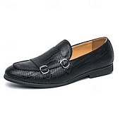 economico Semi-formale-mocassini da uomo firmati con doppia fibbia, tomaia in mesh testurizzato, scarpe casual eleganti per il lavoro e le occasioni speciali