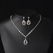 cheap Jewelry Sets-Bridal Jewelry Sets One-piece Suit Alloy Earrings Necklace Bracelets Women&#039;s Stylish Cute Geometrical Joy Geometric Jewelry Set For Party