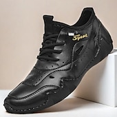 baratos Ténis para Homem-tênis esportivo masculino branco de couro sintético com design perfurado, leve e confortável, ideal para atividades casuais e ao ar livre
