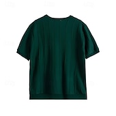 cheap Men&#039;s Elite Tees &amp; Tank-Men&#039;s T Shirt Short Sleeve Crew Neck Summer Spring Vertical Stripes Knitwear Elegant Vacation Knitting School Vacation Home Dark Red Black White Top Tee for Men