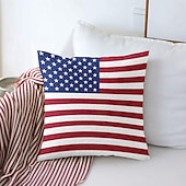 abordables 250º Aniversario-Funda de Almohada Decorativa Vintage de la Bandera Americana 1PC Funda de Cojín Suave Cuadrada para Sofá Cama Sala de Estar Silla 4 de Julio Día de la Independencia