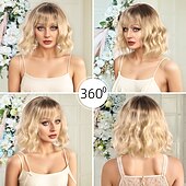 お買い得  トレンドの合成ウィッグ-人工毛ウィッグ ウェーブ カーリーウィーブ アシメントリー・ヘアカット ニートバング 機械製 かつら 30 インチ A1 合成 女性用 クラシック 快適 カラーグラデーション マルチカラー
