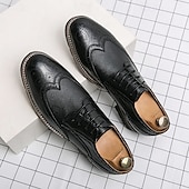 levne Formální-pánské hnědé brogue boty s robustní podrážkou, klasický šněrovací design, ležérní styl pro outdoorové i každodenní nošení