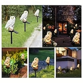 olcso Tájvilágítás-2db panda és bagoly napelemes kerti lámpa – led-gyanta kézművesség kültéri ösvényekhez, pázsithoz és ünnepi táj dekorációhoz