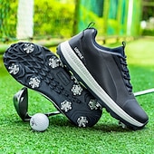cheap Men&#039;s Golf Shoes-Men&#039;s Black and White Golf Shoes with Spiked Sole, Breathable Upper, and Lightweight Design for Comfort and Support on the Golf Course