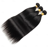 halpa 3 nippua aitoja kiharoja pidennyksiä-3 nippua brasilialaiset hiukset suorat hiuspidennykset hiukset 8-28 tuumaa 300g