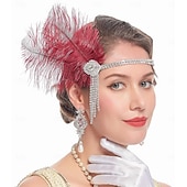 olcso Kiegészítők és még sok más-Retró 1920-as évek Sisak Álarcosbál Flapper fejpánt Fejfedők A nagy Gatsby Charleston Toll Női Mindszentek napja Farsang Álarcos mulatság Koktélparty Diákbál Menyegző Tini Felnőttek Fejfedők