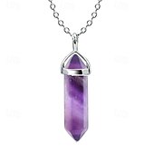 cheap Party Supplies-12pcs/set Natural Stone Amethyst Necklace Hexagonal Pillars Bullet Pendant Moonstone Winding Pendant Set