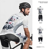 billiga Klädsatser för män-Herr Cykeltröja med shorts Kortärmad Bergscykling Vägcykling Sommar Vår Höst Vit Tecknat Cykel Dragkedja fram Svettavvisande Bekväm Andningsfunktion Elastan sporter Kläder
