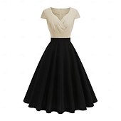 ieftine Rochii-Elegant 1950 Rochie de epoca Lungime Genunchi Rochii Rochie A-Line Rochie de ceai Linia -A Pentru femei Crăciun Carnaval An Nou Venire Acasă Casul / Zilnic Petrecerea Burlăcițelor Adulți Rochii de