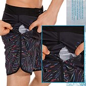 baratos shorts de natação masculinos-Homens Roupa de banho Bermuda de Surf Shorts de Natação Calção Justo de Natação Riscas Estampas Abstratas Secagem Rápida Respirável Com Cordão Cintura elástica Férias Praia Havaiana Casual Azul Lago