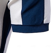 economico Polo Elite da Uomo-Per uomo Polo Maglione polo lavorato a maglia Formale Lavoro Collo ripiegato Manica Corta Confortevole Stile Vecchio Denaro A righe Strisce verticali Stripe-Trim Righe Primavera Nero Giallo Blu marino