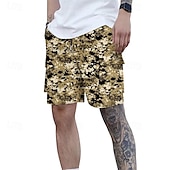 baratos Clássico-Homens Bermuda Cargo Shorts camuflados Calção Shorts de verão Com Cordão Cintura elástica Bolso multi Côr Camuflagem Conforto Vestível Comprimento do joelho Ao ar livre Esporte Diário Moda Casual
