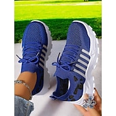 billiga Damsneakers-stickade sneakers för kvinnor med leopardtryck – löparskor i mesh som andas, lätta atletiska sneakers för promenader och fritidskläder