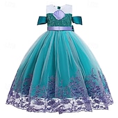 abordables Vestidos con temática de cuento de hadas-Niños Chica Vestido Bloque de color Sin Mangas Rendimiento Exterior Malla Adorable Disfraz Poliéster Maxi Vestido informal Vestido de una línea Vestido de Tul Verano Primavera 4 años + Azul Piscina