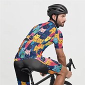 cheap Men's Clothing Sets-Men's Cycling Jersey with Shorts Short Sleeve Mountain Bike MTB Road Bike Cycling Summer Spring Autumn / Fall Navy Blue Royal Blue Blue Cat Bike Front Zipper Sweat wicking Comfortable Breathable