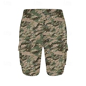 baratos Clássico-Homens Bermuda Cargo Shorts camuflados Calção Shorts de verão Com Cordão Cintura elástica Bolso multi Côr Camuflagem Conforto Vestível Comprimento do joelho Ao ar livre Esporte Diário Moda Casual