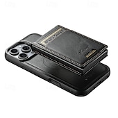 お買い得  iPhone用ケース-電話 ケース 用途 iPhone 16 Pro Max プラス iPhone 15 プロマックスプラス iPhone 14 13 12 Pro Max Plus バックカバー スタンド付き 磁石バックル ワイヤレス充電をサポート レトロ風 PUレザー