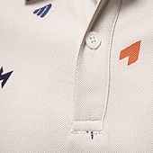 Недорогие Мужской Элитный Поло-Men's Polo Knit Polo Sweater Formal Work Turndown Short Sleeve Letter &amp; Number Buttons Summer White Green Beige Polo