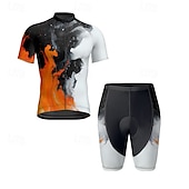 halpa Miesten vaatesarjat-Miesten Pyöräily jersey ja shortsit Lyhythihainen Maastopyöräily Maantiepyöräily Musta Keltainen Punastuvan vaaleanpunainen Kaltevuus Pyörä Spandex Urheilu Kaltevuus Vaatetus