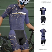 halpa Miesten vaatesarjat-Miesten Pyöräily jersey ja shortsit Lyhythihainen Maastopyöräily Maantiepyöräily Laivaston sininen Pyörä Spandex Urheilu Kirjain ja numero Vaatetus