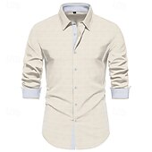 economico camicia da uomo con bottoni-Per uomo Camicia Camicia estiva Maglietta informale Camicia da spiaggia Camicia con bottoni Nero Bianco Rosa Azzurro cielo Beige Manica lunga Color Block Bavero Da mare Hawaiano Jacquard Abbigliamento