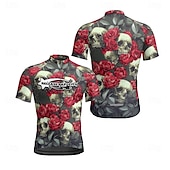 abordables Maillots pour hommes-Homme Maillot de cyclisme Crâne Manche Courte Cyclisme T-shirt Maillot avec 3 poches arrière VTT Vélo tout terrain Séchage Rapide Design Anatomique Évacuation de l&#039;Humidité Respirant Des sports Noir