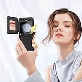 cheap Samsung Cases-Phone Case For Samsung Galaxy Z Flip 6 Z Flip 5 Z Flip 4 Z Flip 3 Back Cover Mirror Shockproof Retro PU Leather
