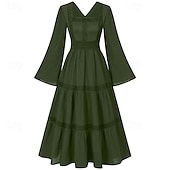 economico Vestito-Elegante Medievale Rinascimento Abito da cocktail Fiera del Ren Vichingo Elfico Tinta unica Per donna Celtico Costumi da pirata Fantasia Halloween Carnevale Mascherata Carnevale Halloween Mascherata