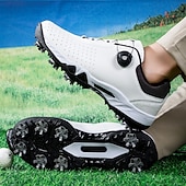 economico Scarpe da Golf da Uomo-scarpe da golf bianche da uomo con sistema di allacciatura Boa, suola chiodata, tomaia traspirante per comfort e stabilità sul campo da golf