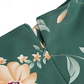 abordables Vestidos-1950s Retro Antiguo Rockabilly Hasta la Rodilla Vestidos Vestido de té Vestido swing Floral Ajustado / Acampanado Columpio Disfraz Mujer Navidad Carnaval Año Nuevo Reunión de Antiguos Alumnos Ropa
