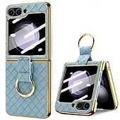 cheap Samsung Cases-Phone Case For Samsung Galaxy Z Flip 6 Z Flip 5 Z Flip 4 Z Flip 3 Back Cover Ring Buckle Shockproof Retro PU Leather