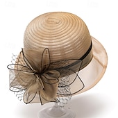 billige Partyhatter-Hodeplagg organza Bøttehatt Bryllup Bursdag Avslappet Aftenselskap cocktail Elegant søt stil Med Blomster Hodeplagg Hodeplagg